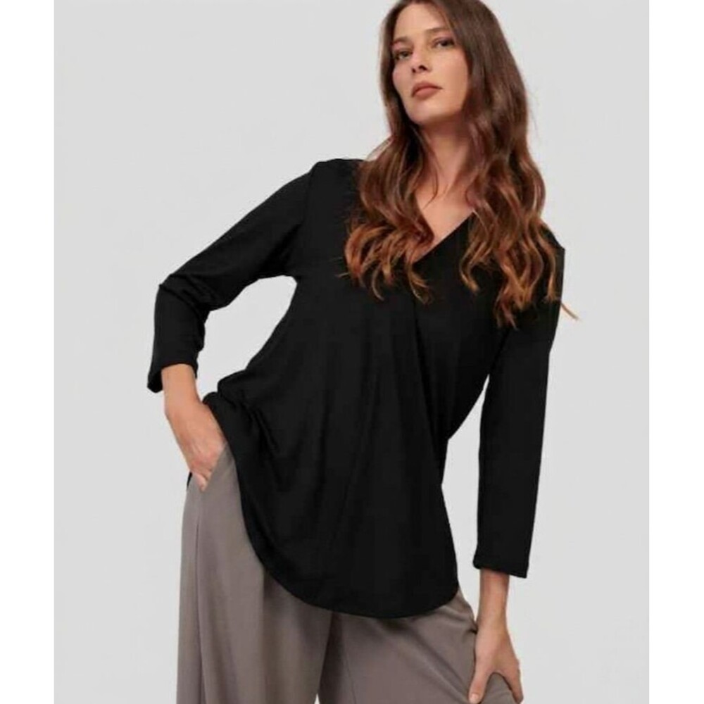 Alembika Tekbika Tunic Top sz 7 US18-20 Black Jersey Lagenlook Drapey Minimalist